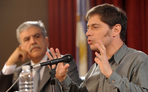 El ministro de Planificación Federal, Julio de Vido, y el viceministro de Economía, Axel Kicillof.